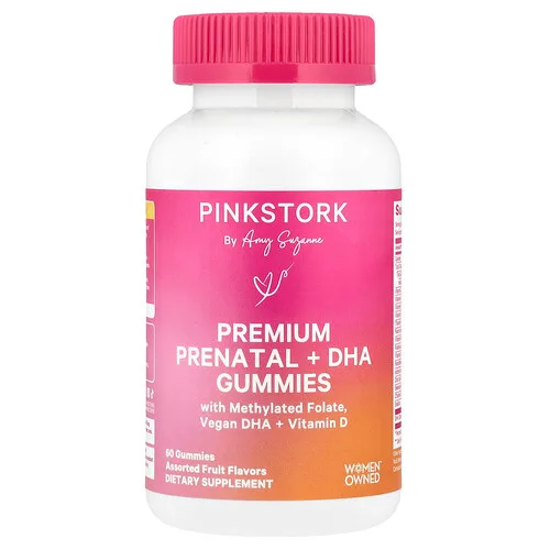 Pink Stork, Gomitas prenatales prémiums con DHA, Frutas surtidas, 60 gomitas