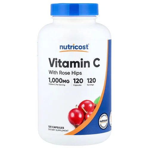 Nutricost, Vitamina C con rosa mosqueta, 1000 mg, 120 cápsulas