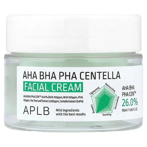 APLB, Crema facial con Centella AHA, BHA y PHA, 55 ml (1,86 oz. líq.)
