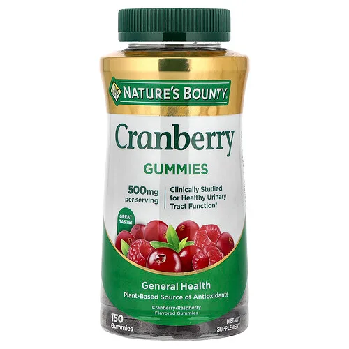 Nature's Bounty, Gomitas de arándano rojo, Arándano rojo y frambuesa, 150 gomitas (100 mg por gomita)