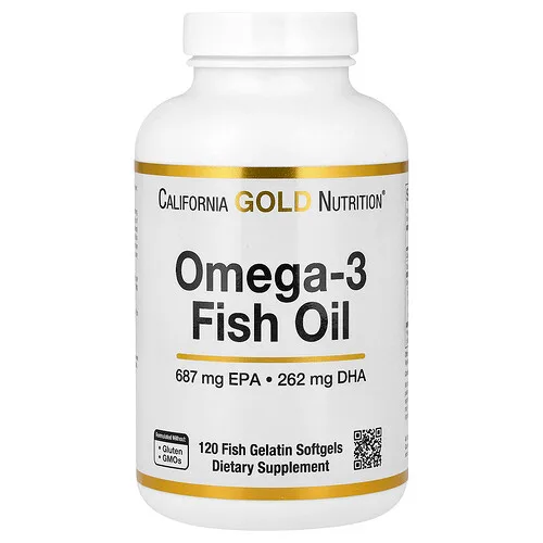California Gold Nutrition, Aceite de pescado con omega-3, 120 cápsulas blandas de gelatina de pescado (1250 mg por cápsula blanda)