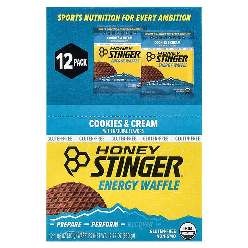 Honey Stinger, Waffle energético, Galletas con crema, 12 waffles, 30 g (1,06 oz) cada uno