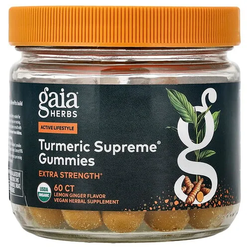 Gaia Herbs, Gomitas con cúrcuma Supreme®, Limón y jengibre, 60 gomitas