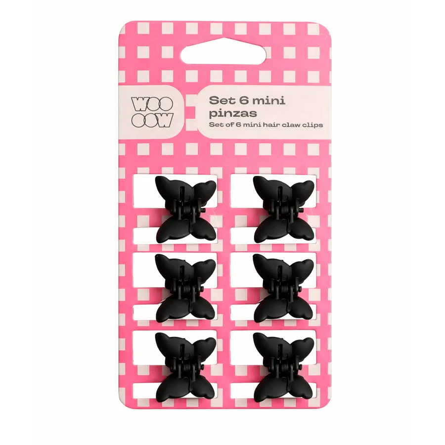 Set 6 Mini Pinzas de Pelo Negras