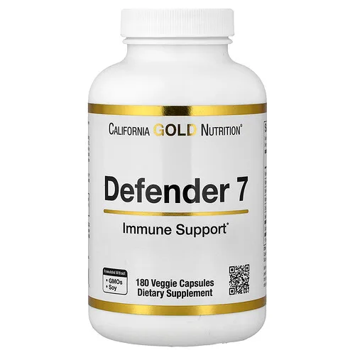 California Gold Nutrition, Protector 7 con vitaminas A, C, D3 y B6, zinc, selenio y beta-glucano, 180 cápsulas vegetales