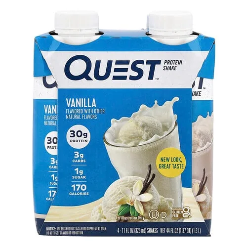 Quest Nutrition, Batido de proteína, Vainilla, 4 batidos, 325 ml (11 oz. líq.) cada uno