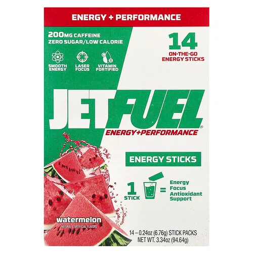 GAT, JetFuel®, Energía y rendimiento, Barritas energéticas, Sandía, 14 sobrecitos, 6,76 g (0,24 oz) cada uno
