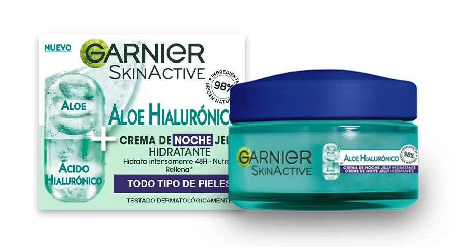 SkinActive Crema de Noche con Ácido Hialurónico + Aloe Vera + Aceite de Argán 50 ml