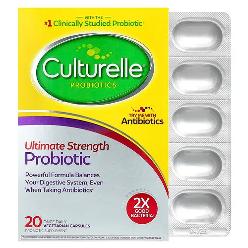 Culturelle, Probióticos, Probiótico de máxima concentración, 20.000 millones de UFC, 20 cápsulas vegetales que se administran una vez por día