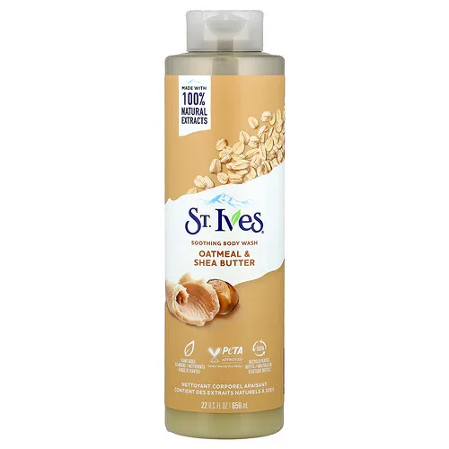 St. Ives, Jabón corporal calmante, Avena y manteca de karité, 650 ml (22 oz. Líq.)