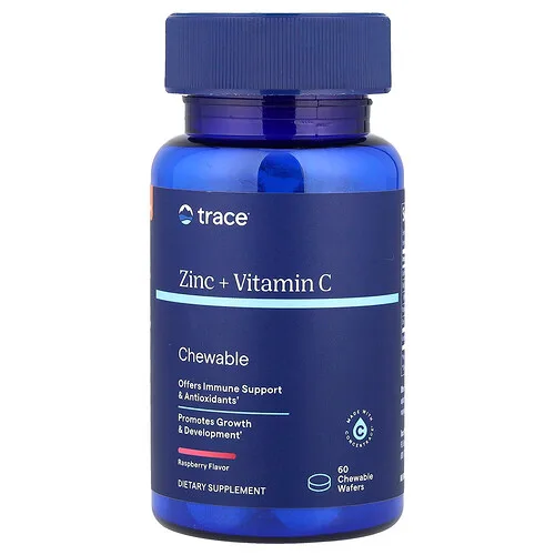 Trace, Zinc y vitamina C masticables, Frambuesa`` 60 obleas masticables