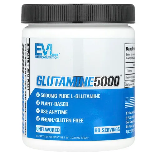 EVLution Nutrition, Glutamina 5000, Sin sabor, 5000 mg, 300 g (10,58 oz)