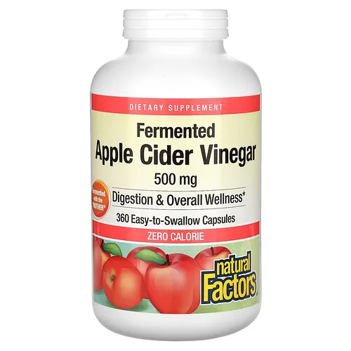 Natural Factors, Vinagre de sidra de manzana fermentado, 360 mg, 360 cápsulas fáciles de ingerir