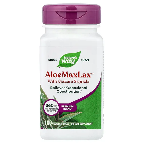 Nature's Way, AloeMaxLax™ con cáscara sagrada, 100 cápsulas veganas