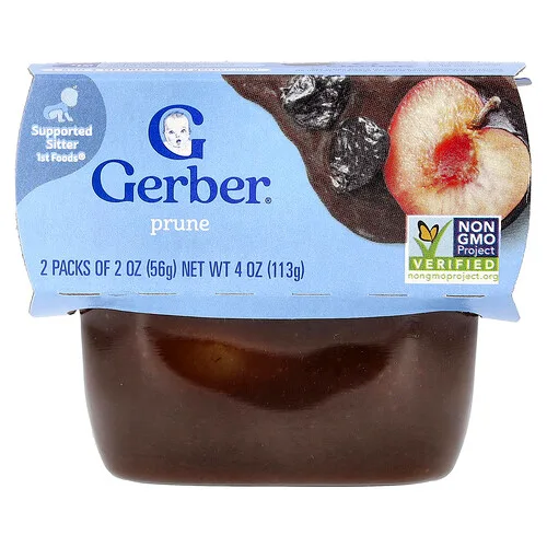 Gerber, Comida para bebés, 1st Foods®, Ciruela pasa, Paquete de 2 piezas, 56 g (2 oz) cada una