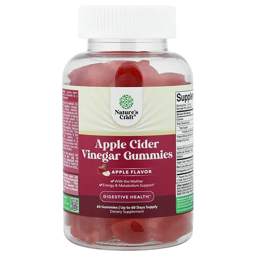 Nature's Craft, Gomitas de vinagre de sidra de manzana, Manzana, 60 gomitas