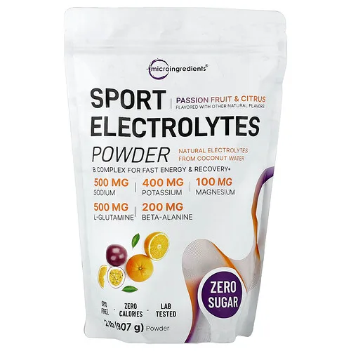 Micro Ingredients, Electrolitos deportivos en polvo, Maracuyá y cítricos, 907 g (2 lb)