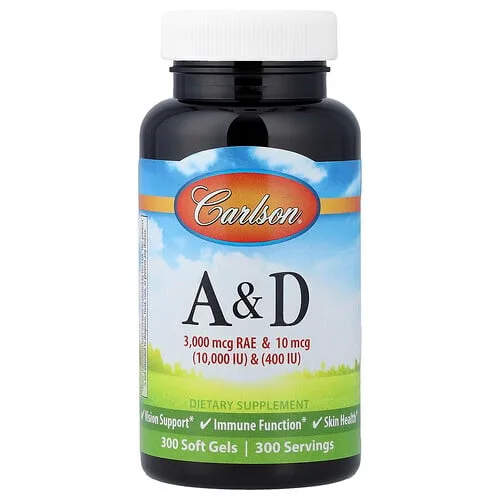 Carlson, Vitaminas A y D, 300 cápsulas blandas