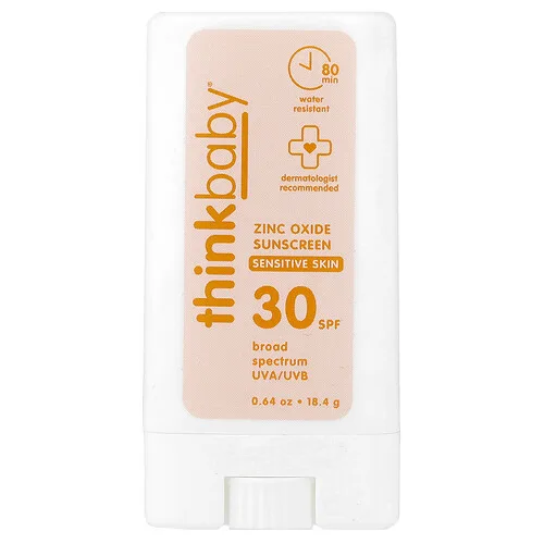 think, Thinkbaby®, Barra de protección solar con óxido de zinc, FPS 30, Piel sensible, 18,4 g (0,64 oz)