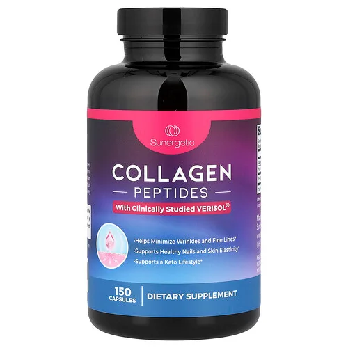 Sunergetic, Péptidos de colágeno, 150 cápsulas (500 mg por cápsula)