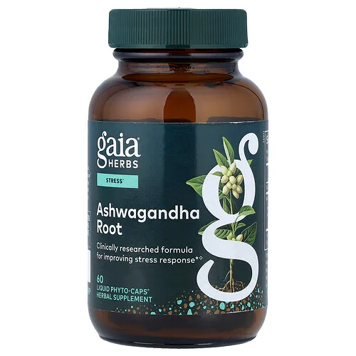 Gaia Herbs, Raíz de ashwagandha, 60 cápsulas Liquid Phyto-Caps®