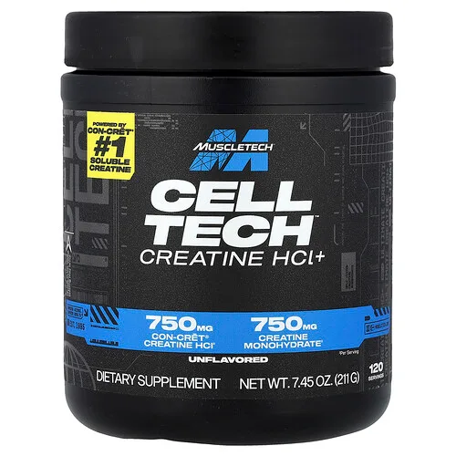 MuscleTech, Cell Tech™, Clorhidrato de creatina y más, Sin sabor, 211 g (7,45 oz)