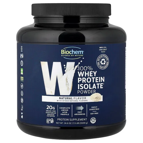 Biochem, 100 % aislado de proteína de suero de leche en polvo, Natural, 699 g (1,5 lb)