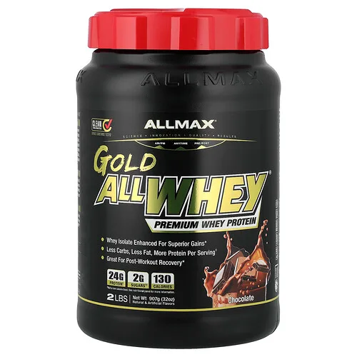 ALLMAX, Gold AllWhey, Proteína de suero de leche prémium, Chocolate, 907 g (2 lb)