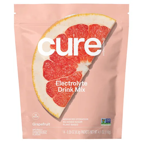 Cure Hydration, Mezcla de electrolitos hidratante, Pomelo, 14 sobres, 8,3 g (0,29 oz) cada uno
