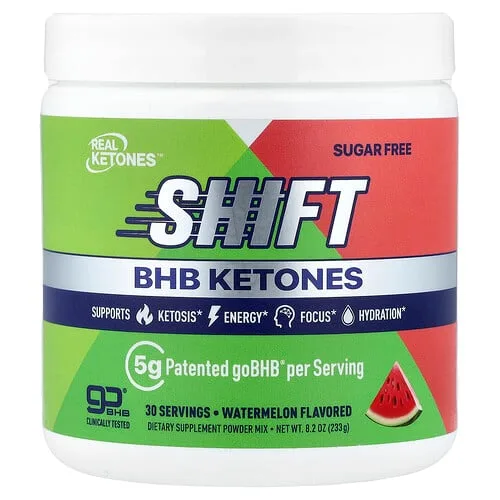 Real Ketones, Shift, Mezcla de cetonas BHB en polvo, Sandía, 233 g (8,2 oz)