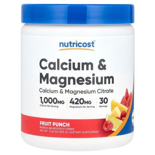 Nutricost, Calcio y magnesio, Ponche de frutas, 303 g (10,8 oz)