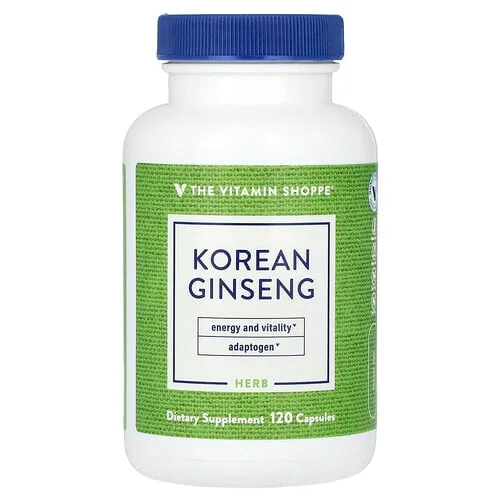 The Vitamin Shoppe, Ginseng coreano, 120 cápsulas (648 mg por cápsula)