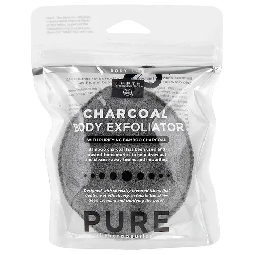 Earth Therapeutics, Pure, Exfoliante corporal de carbón vegetal con carbón vegetal de bambú purificante, 1 Exfoliante