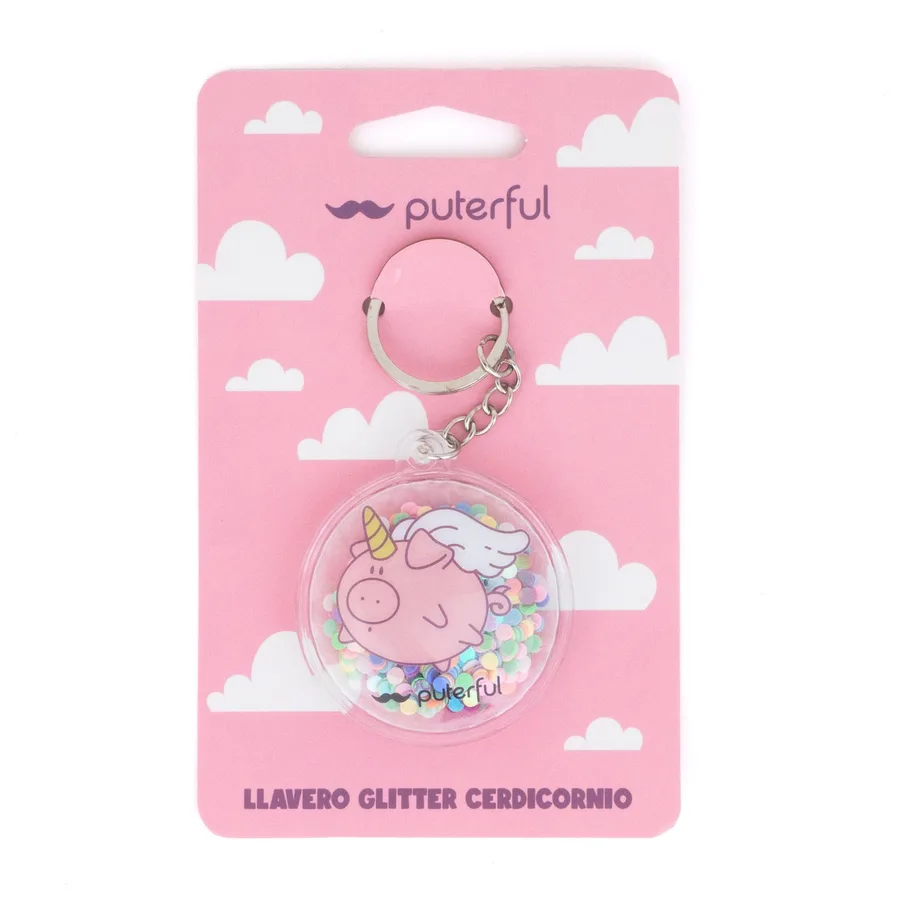 Llavero Glitter Cerdicornio