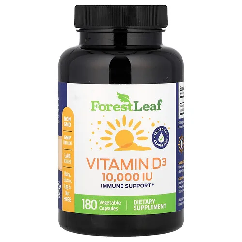 Forest Leaf, Vitamina D3, 250 mcg (10.000 UI), 180 cápsulas vegetales