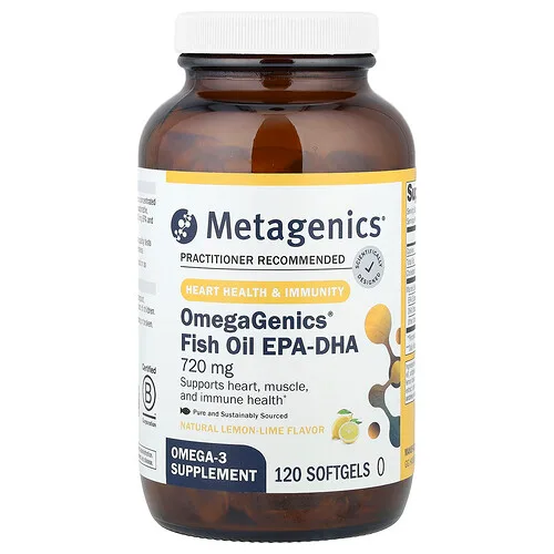 Metagenics, OmegaGenics®, EPA-DHA de aceite de pescado, Lima-limón natural, 720 mg, 120 cápsulas blandas