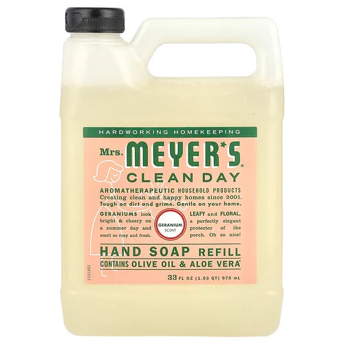 Mrs. Meyers Clean Day, Repuesto de jabón para manos, Geranio, 975 ml (33 oz. líq.)