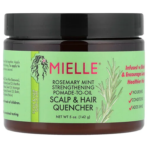 Mielle, Pomada fortalecedora que se convierte en grasa, Calmante del cuero cabelludo y el cabello, Romero y menta, 142 g (5 oz)
