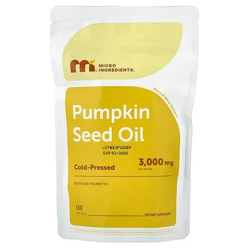 Micro Ingredients, Aceite de semilla de calabaza con palma enana americana, 150 cápsulas blandas