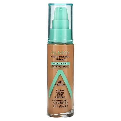 Almay, Clear Complexion Makeup, Maquillaje para aclarar la tez, 400 Neutral, 30 ml (1 oz. líq.)