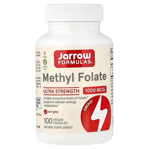 Jarrow Formulas, Metilfolato, 1000 mcg, 100 cápsulas vegetales