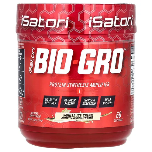Isatori, Bio-Gro, Amplificador de la síntesis de proteínas, Helado de vainilla, 114 g (4,02 oz)