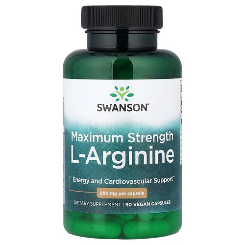 Swanson Vitamins, L-arginina, Máxima concentración, 850 mg, 90 cápsulas veganas