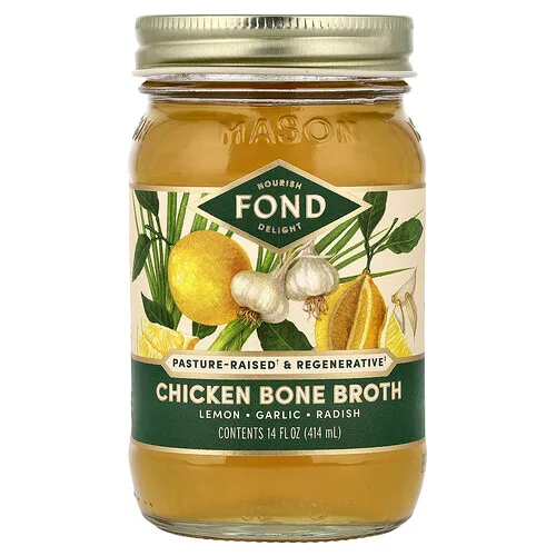 FOND Bone Broth, Caldo de huesos de pollo, Limón y ajo, 414 ml (14 oz. líq.)