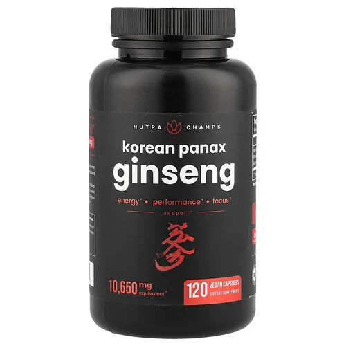NutraChamps, Panax ginseng coreano, 120 cápsulas veganas (532,5 mg cada una)