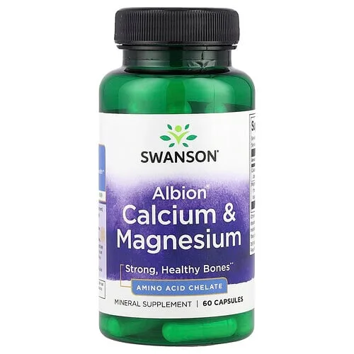Swanson Vitamins, Calcio y magnesio Albion®, 60 cápsulas