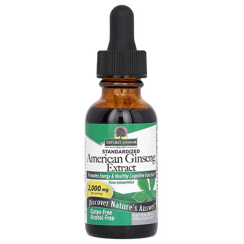 Nature's Answer, Extracto de ginseng americano estandarizado, Sin alcohol, 2000 mg, 30 ml (1 oz. líq.)