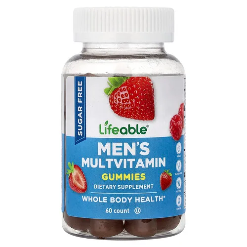Lifeable, Gomitas multivitamínicas para hombres, Sin azúcar, Bayas, 60 gomitas