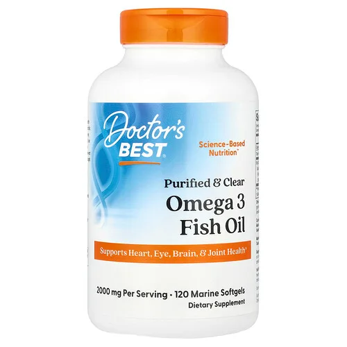 Doctor's Best, Aceite de pescado purificado y transparente con omega-3, 120 cápsulas blandas de origen marino (1000 mg por cápsula blanda)
