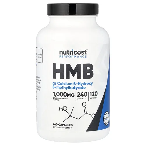 Nutricost, HMB, Monohidrato de ß-hidroxi-ß-metilbutirato, 240 cápsulas (500 mg por cápsula)